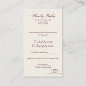 Burgundy Elegant Calligraphy Wedding RSVP Card Visitenkarte (Vorderseite)