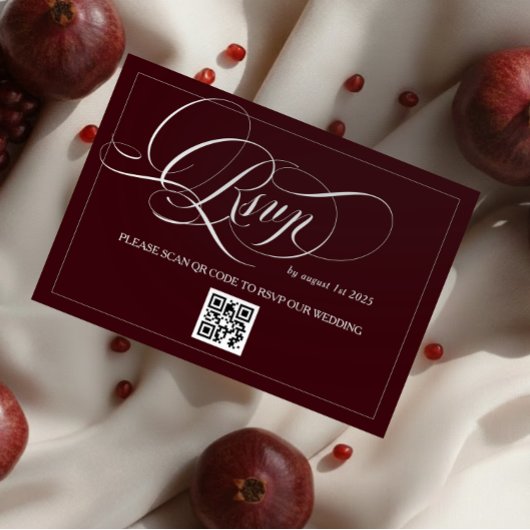 Burgundy Elegant Calligraphy Wedding RSVP Karte
