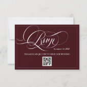 Burgundy Elegant Calligraphy Wedding RSVP Karte (Vorderseite)