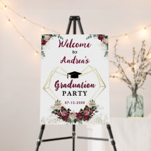 Burgundy Elegant Floral Begrüßungsparty