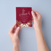 Burgundy Elegant Floral Fall Budget Hochzeit einla Flyer (Gruppe)