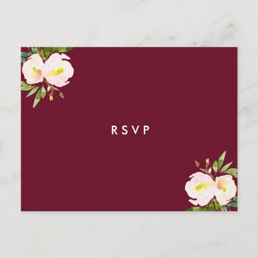 Burgundy Elegant Floral Quinceanera UAWG Einladungspostkarte (Vorderseite)