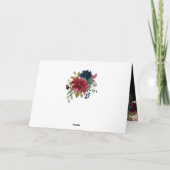 Burgundy Elegant Floral Watercolor Vielen Dank Karte (Rückseite)