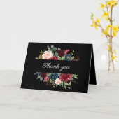 Burgundy Elegant Floral Watercolor Vielen Dank Karte (Gelbe Blume)