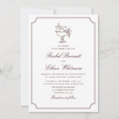 Burgundy Elegant Frame Wedding Invitation Ankündigung (Vorderseite)