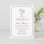 Burgundy Elegant Frame Wedding Invitation Ankündigung (Stehend Vorderseite)