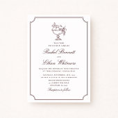 Burgundy Elegant Frame Wedding Invitation Ankündigung