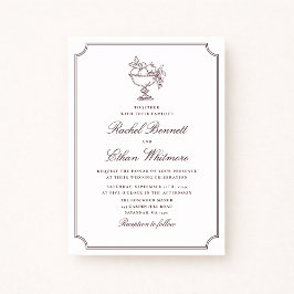 Burgundy Elegant Frame Wedding Invitation Ankündigung