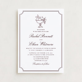 Burgundy Elegant Frame Wedding Invitation Ankündigung