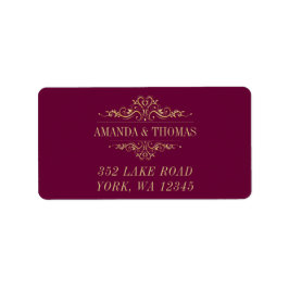 Burgundy Elegant Golden Frame Address Labels Adressaufkleber
