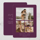 Burgundy Elegant Minimal 4 Foto Hochzeit Wohnung Dankeskarte (Vorne/Hinten)
