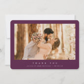 Burgundy Elegant Minimal Single Foto Hochzeit Dankeskarte (Vorderseite)