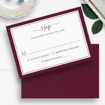 Burgundy Elegant Minimalistische Grenz-Script-Hoch