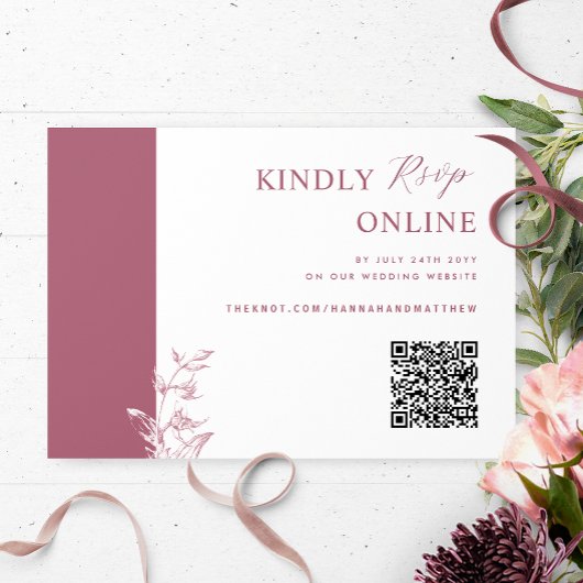 Burgundy Elegant QR Code UAWG Wedding Begleitkarte