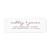 Burgundy Elegant Script Wedding Rücksendeadresse (Vorne)