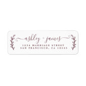 Burgundy Elegant Script Wedding Rücksendeadresse (Vorne)