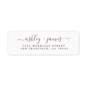 Burgundy Elegant Script Wedding Rücksendeadresse (Vorne)