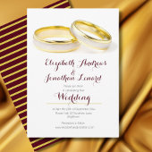 Burgundy Elegant Simple Rings Wedding Einladung