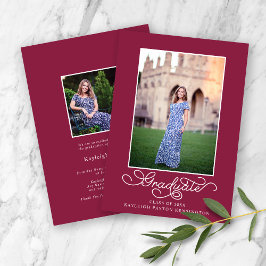 Burgundy Elegant Typografy Abschluss Foto Ankündigung
