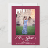 Burgundy Elegant Typografy Abschluss Foto Ankündigung (Vorderseite)