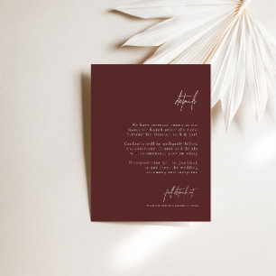 Burgundy Elegant Wedding Details Enclosure Card Begleitkarte