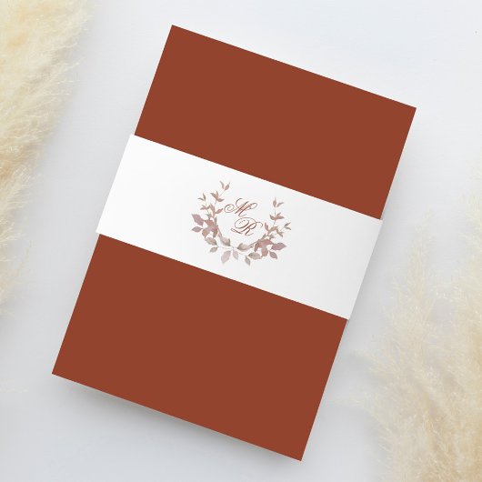 Burgundy Elegant Wedding Monogram Einladungsbanderole