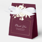 Burgundy Elegant White Gold Floral Script Hochzeit Geschenkschachtel (Vorderseite)