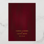 Burgundy Elegante Gold Decorative Frame Wedding Folieneinladung (Rückseite)