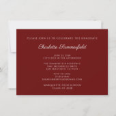 Burgundy Elegante Script Abschluss Foto Einladung (Rückseite)