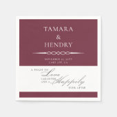 Burgundy Elegante Wedding Toast Personalisiert Serviette (Vorderseite)