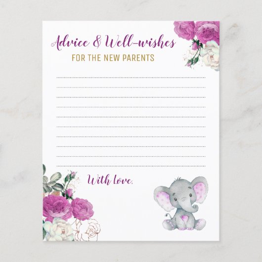 Burgundy Elephant Dusche Neue Elternberatungskarte (Vorderseite)