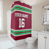 Burgundy Emerald Green White Stripes Sports Jersey Duschvorhang (Beispiel)