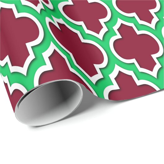 Burgundy Emerald Green Wht XL Marokkaner #4DS Geschenkpapier (Rolleneckpunkt)
