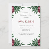 Burgundy & Emerald Peony Winter Engagement Party Einladung (Vorderseite)