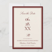 Burgundy Estate Formal Modern Statement Wedding Save The Date (Vorderseite)