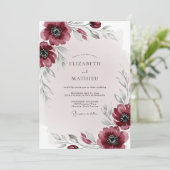 Burgundy Ethereal Winter Wedding Einladung (Stehend Vorderseite)