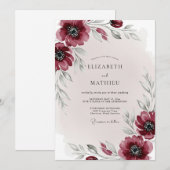 Burgundy Ethereal Winter Wedding Einladung (Vorne/Hinten)