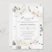 Burgundy Eucalyptus Floral Geometrisches Brautpart Einladung (Vorderseite)