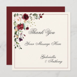 Burgundy Eucalyptus Floral Wedding Dankeskarte