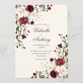 Burgundy Eucalyptus Floral Wedding Einladung (Vorderseite)