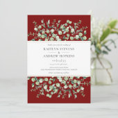 Burgundy Eucalyptus  Wedding Einladung (Stehend Vorderseite)
