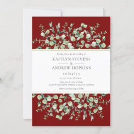 Burgundy Eucalyptus Wedding Einladung