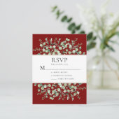 Burgundy Eucalyptus Wedding RSVP Karte (Stehend Vorderseite)