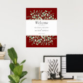 Burgundy Eucalyptus Wedding Willkommen Poster (Heimbüro)