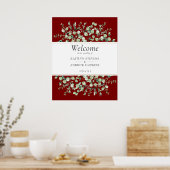 Burgundy Eucalyptus Wedding Willkommen Poster (Küche)