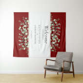 Burgundy Eucalyptus Wedding Willkommen Wandteppich (Beispiel (Horizontal))
