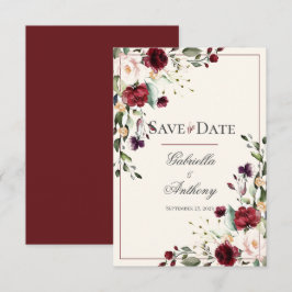 Burgundy Eukalyptus Floral Wedding Save the Date