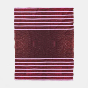 Burgundy Exotic Faux Snake Leather Linear Stripe Fleecedecke