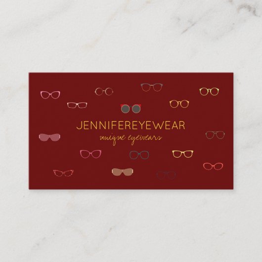 Burgundy Eyewear Specialist SunGlasses Opticians Visitenkarte (Vorderseite)