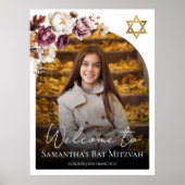 Burgundy Fall Bat Mitzvah Foto Begrüßungszeichen Poster (Vorne)